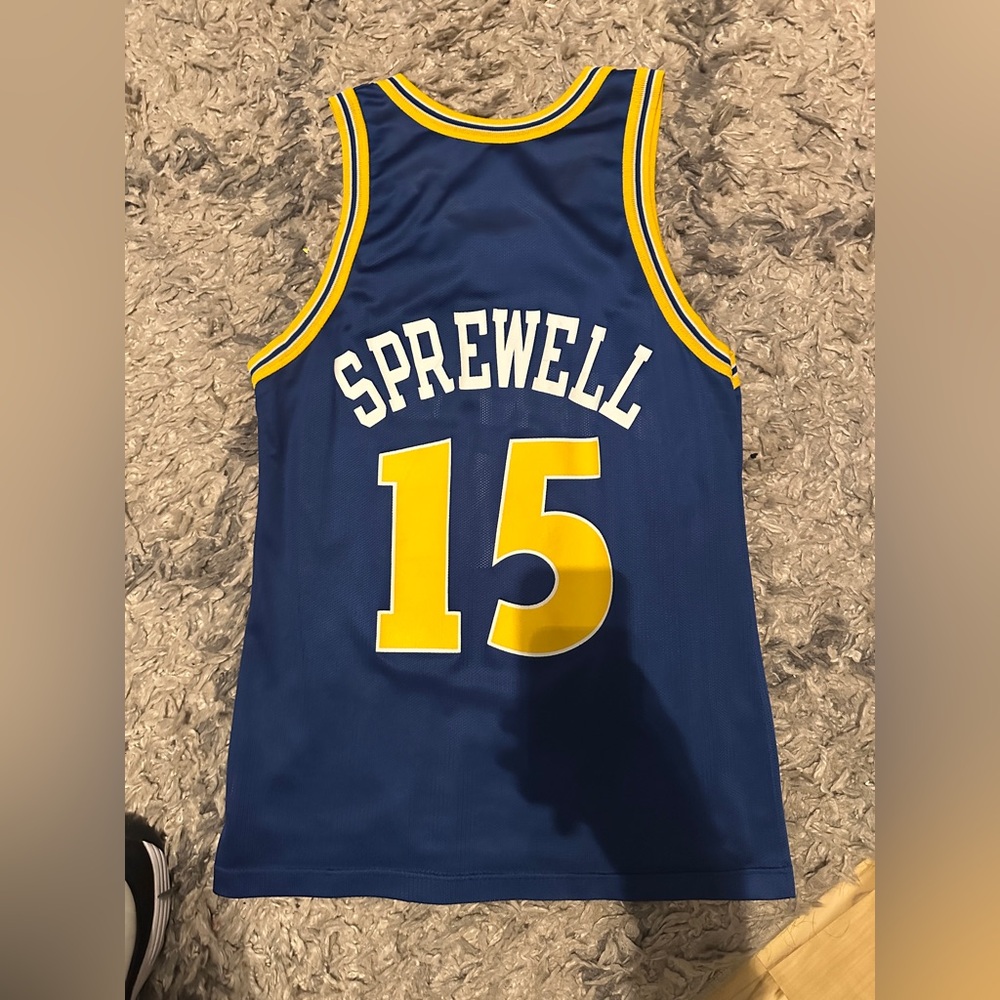 Vintage Champion NBA Latrell Sprewell Golden State Warriors Size 40 Medium Blue